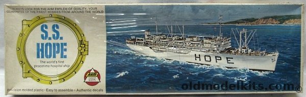 AHM 1/500 S.S. Hope Hospital Ship - (Revell Molds) 'The World's First Peacetime Hospital Ship', N304-325 plastic model kit